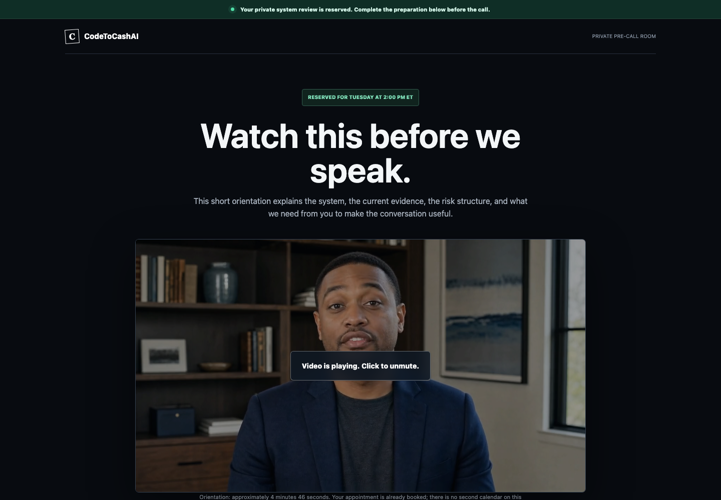 Algomere inspired pre-call page