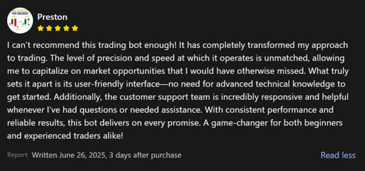 Customer product review from Preston
